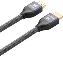 Wozinsky kabelis HDMI 2.1 8K 60 Hz 48 Gbps | 4K 120 Hz | 2K 144 Hz 2m sudraba (WHDMI-20) WHDMI-20