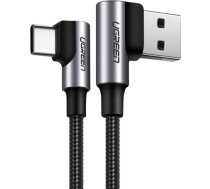 Ugreen USB - USB Typ C leņķveida kabelis Quick Charge 3.0 QC3.0 3 A 2 m pelēks (US176 20857) 20857-UGREEN