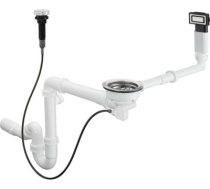 Hansgrohe virtuves izlietnes sifons ar izplūdi un pārplūdi D14-11, 1½ x40/50 mm, pop-up, balta plastmasa HG43931800