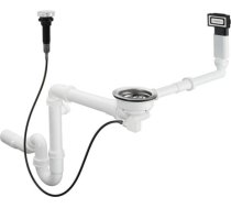 Hansgrohe virtuves izlietnes sifons ar izplūdi un pārplūdi D16-11, 1½ x40/50 mm, pop-up, balta plastmasa HG43937000