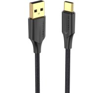 Cable USB 2.0 to USB-C Vention CTFBF LED 3A 1m (black) CTFBF