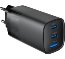 Gembird TA-UC-PDQC65-01-BK 3-port 65 W GaN USB PowerDelivery fast charger, black TA-UC-PDQC65-01-BK