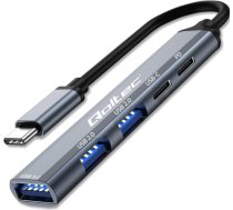 Qoltec 53790 Hub Adapter USB-C 3.1 5in1 | USB-C PD| USB-C | 2x USB 2.0 | USB 3.0 53790