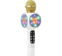 Goodbuy LED 360 karaoke mikrofons ar Bluetooth skaļruni | 5W | aux | balss modulators | USB | Micro SD balts GBMIK5WLED360WH