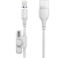 Foneng X62 Magnetic 3in1 USB to USB-C / Lightning / Micro USB Cable, 2.4A, 1m (White) X62 3 IN 1 / WHITE