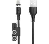 Foneng X62 Magnetic 3in1 USB to USB-C / Lightning / Micro USB Cable, 2.4A, 1m (Black) X62 3 IN 1 / BLACK