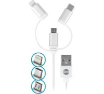 Forever 3in1 cable USB - Lightning + USB-C + microUSB 1,0 m 1,5A white T_01625