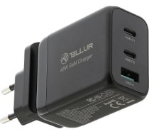 Tellur GaN 65W 3-port wall charger, 2xUSB-C + USB-A, EU,UK,US, black TLL151451