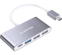 Lention 4in1 Hub USB-C to USB 3.0 + 2x USB 2.0 + USB-C (gray) CB-TP-C13-GRYNA2