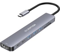 Lention 8in1 Hub USB-C to 3x USB 3.0 + SD/TF + PD + USB-C + HDMI 4K60Hz (gray) CB-TP-CE18SHCRGRY