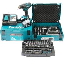 Makita cordless impact drill DHP482JX13, 18V (blue/black, 2x Li-Ion battery 3.0Ah, MAKPAC, 120-piece tool set) DHP482JX13