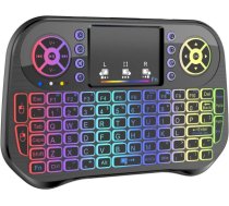 RoGer QL268 Wireless Mini Bezvadu Kompakta Klaviatūra PC / PS3 / XBOX 360 / Smart TV / Android + TouchPad (Ar RGB Apgaismojumu) RO-QL-268-BK