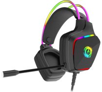 CANYON Darkless GH-9A, RGB gaming headset with Microphone, Microphone frequency response: 20HZ~20KHZ, ABS+ PU leather, USB*1*3.5MM jack plug, 2.0M PVC cable, weight:280g, black CND-SGHS9A