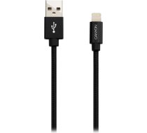 CANYON MFI-3, Charge & Sync MFI braided cable with metalic shell, USB to lightning, certified by Apple, cable length 1m, OD2.8mm, Black CNS-MFIC3B
