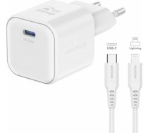 Swissten Tīkla Lādētājs GaN USB-C 20W PD + Datu kabelis USB-C - Lightning 1.2 m 22070140