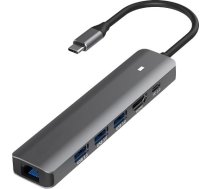 Extradigital Adapter USB Type-C - HDMI, LAN, 3x USB 3.0 Type-A, USB Type-C PD100W CA913909