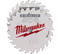 Griešanas disks kokam Milwaukee 4932479836; 165x1,6x15,87 mm; Z24; 15°; 2 gab. 4932479836