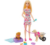 Lalka Barbie Mattel Lalka i piesek na wózku Zestaw (HTK37) HTK37