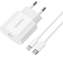 Charger USB-C 20W Essager with USB-C to Lightning cable (white) EFJB02-XBL02-T