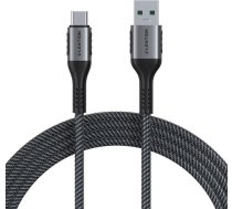 USB-A 3.1 to USB-C Fast charging cable Lention CB-ACE-6A1M, 6A, 10Gbps, 1m (black) CB-ACE-6A1MGRY-DS12