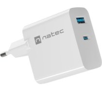 NATEC RIBERA GAN CHARGER 1X USB-A + 1X USB-C 45W WHITE NUC-2142