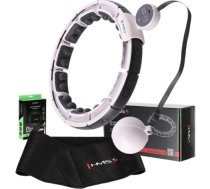 Vingrošanas rinķis ar atsvaru un skaitītāju SET HULA HOOP MAGNETIC WHITE HHM16 WITH WEIGHT + COUNTER HMS + WAIST SUPPORT BR163 BLACK PLUZ SIZE ABI_5907695558104