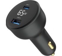 Auto lādētājs Gembird 2-port USB Car Fast Charger 65W Black TA-UC-AC2PD65LCD-CAR-01