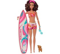 Lalka Barbie Mattel plażowa (brunetka) + akcesoria HPL69 HPL69