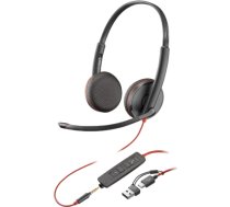 Sennheiser HP Poly Blackwire 3225 Stereo USB-C Headset +3.5mm Plug +USB-C A Adapter (Bulk) (209747-201 209751-201) 8X229A6 8X229A6