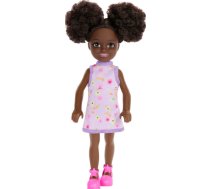 Mattel Barbie: Chelsea with Purple Floral Dress, Space Buns Brown Eyes (Dark Skin) Doll (HXM96) DWJ33