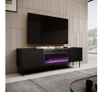 Cama Meble RTV cabinet with electric fireplace ONDA 180x40x39-58 black (standing or wall mounted)