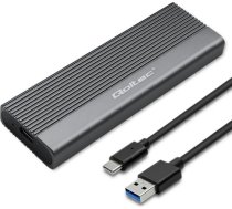 Qoltec 52267 Enclosure | SSD M.2 drive | SATA | NGFF| USB-C | Super speed | 2TB | Grey 52267