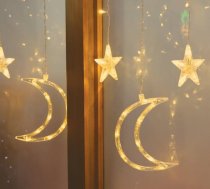 Goodbuy LED gaismas aizkars | Zvaigznes un mēness | Silti balta gaisma ML46