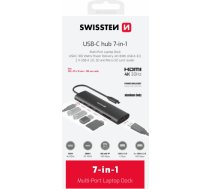 Swissten Daudzportu klēpjdatora dokstacija USB-C HUB 7-IN-1 USB-C 100W / HDMI 4K / USB-A 3.0 / 2x USB-A 2.0 / SD / MicroSD 44040202