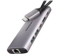 AXAGON HMC-6G2L 2x USB-A 10Gbps, 1x USB-C 10Gbps, 4K/60Hz HDMI, RJ-45, USB 3.2 Gen 2 hub, PD 100W, 15cm USB-C cable HMC-6G2L