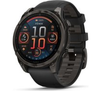 Garmin fēnix® 8 47mm AMOLED Sapphire Carbon grey DLC titanium with Black/pebble grey silicone band 010-02904-21
