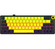 Wireless mechanical gaming keyboard Pro, 2.4 GHz, BT, RGB Backlight, 16 modes, 66 keys, 50M presses, linear Lorgar Toxic Purple switches, multimedia knob, built-in 3750 mAh battery, Hot Swap, Gasket mount, spring cable 2.3m, black yellow LRG-KBP70MW-YL-US