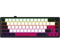 Wireless mechanical gaming keyboard Pro, 2.4 GHz, BT, RGB Backlight, 16 modes, 66 keys, 50M presses, linear Lorgar Toxic Purple switches, multimedia knob, built-in 3750 mAh battery, Hot Swap, Gasket mount, spring cable 2.3m, black red white LRG-KBP70MW-BK-US