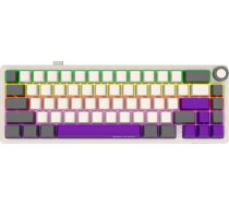 Wireless mechanical gaming keyboard Pro, 2.4 GHz, BT, RGB Backlight, 16 modes, 66 keys, 50M presses, linear Lorgar Toxic Purple switches, multimedia knob, built-in 3750 mAh battery, Hot Swap, Gasket mount, spring cable 2.3m, beige grey purple LRG-KBP70MW-RT-US