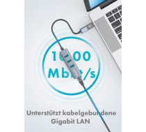 HUB USB Graugear 3x USB 3.0 Ports Type-A+ Gbit LAN retail G-HUB31L-AC