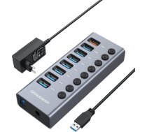HUB USB Graugear 7-Port USB-A 3.0 HUB + 1x Ladeport G-HUB71-A
