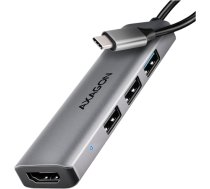 AXAGON HMC-H3A 3x USB-A (2x USB2.0, 1x USB3.0) + HDMI 4K 30Hz, 3.2 Gen 1 hub, metal, 15cm USB-C cable HMC-H3A