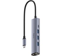 Cudy UH605 PortMate USB-C 5-in-1 Hub Gigabit LAN 3x USB-A 3.0 Power Input Alumīnija Pelēks UH605