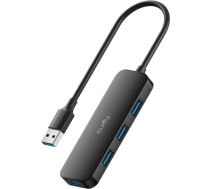 Cudy UH40A USB-A uz 4-Portu USB 3.0 Hub 5Gbps Datu tikai Plastmasa Kompakts Melns UH40A