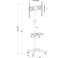 Maclean MC-949 TV Cart, Stand, Professional,32-55", on Casters, max. VESA 400x400, max. 25kg MC-949