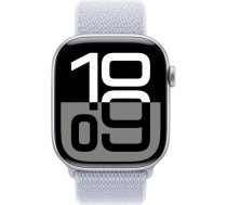 Apple Watch Series 10, Smartwatch (silver, aluminum, 46 mm, Sport Loop blue cloud) MWWN3QF/A