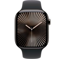 Apple Watch Series 10, Smartwatch (slate, titanium case, 46 mm, black sport band S/M, cellular) MWYD3QF/A