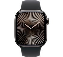 Apple Watch Series 10, Smartwatch (slate, titanium case, 42 mm, black sport band S/M, cellular) MWXG3QF/A
