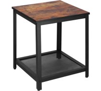 Kvadrātveida kafijas galdiņš ar plauktu Springos HF0026, 45x45x55 cm, loft stils, melns/brūns HF0026