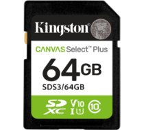 Kingston Technology 64GB SDXC Canvas Select Plus Gen3 100MB/s C10 UHS-I U1 V10 SDS3/64GB